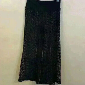 Solitaire Swim Mesh See Through Sheer Black Cover Up Pants Size M